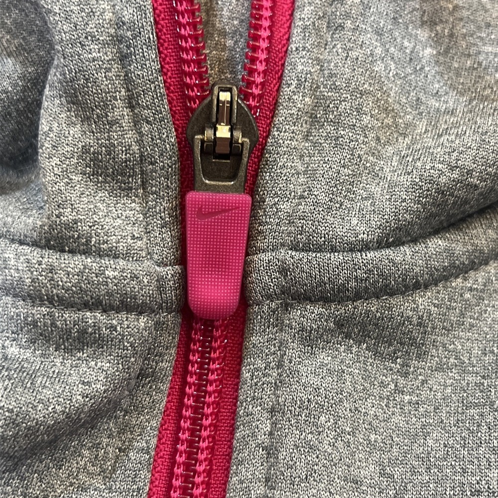 Nike Hoodie Women Small Pink And Gray Sweatshirt Jacket Therma Fit Swoosh Raglan - Picture 12 of 14